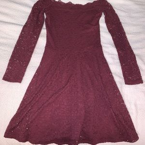 Hollister Maroon Off-the-Shoulder Dress